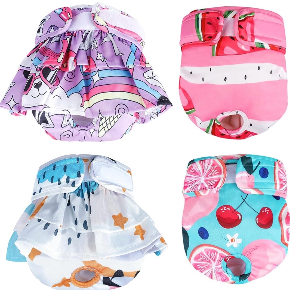 Washable Female Dog Diapers 4 Pack Reusable Doggie Diapers Absorbent Medium